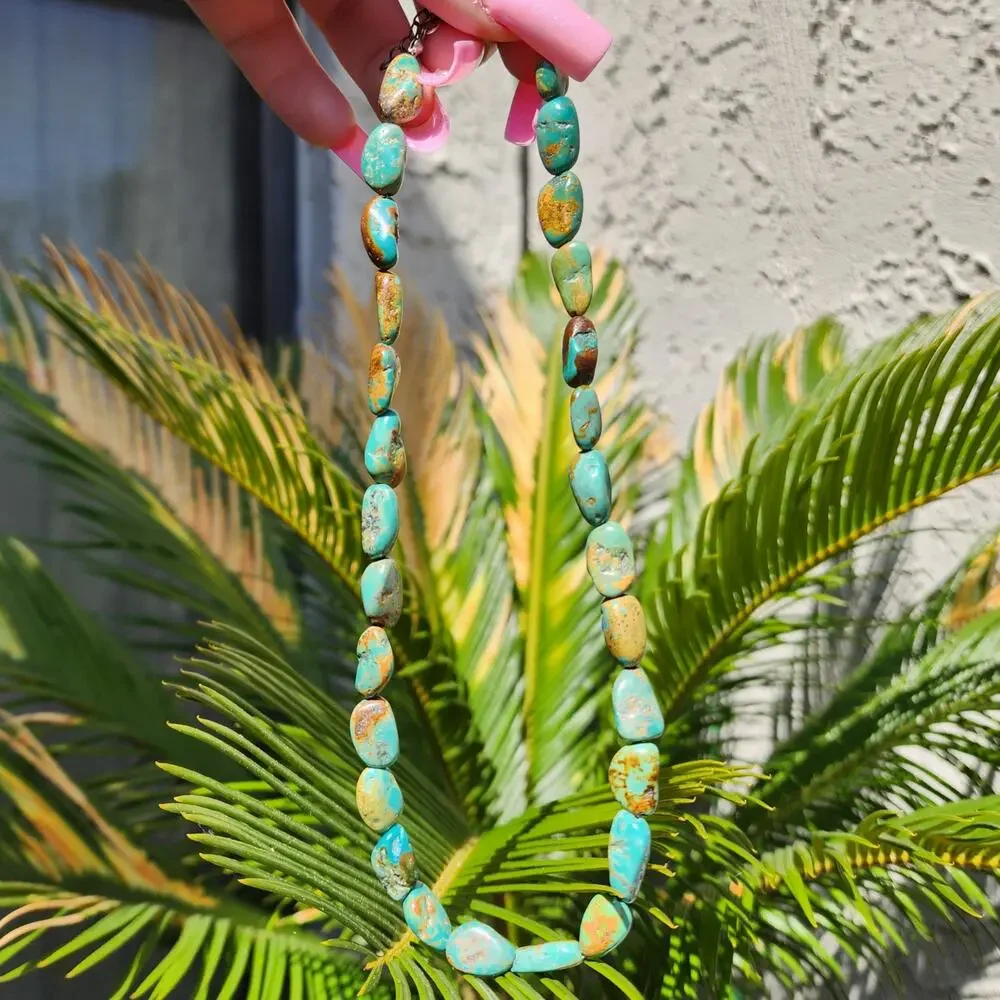 Vtg Royston Turquoise Necklace Sterling Silver Blue Green Brown Gemstone Native - Picture 11 of 12